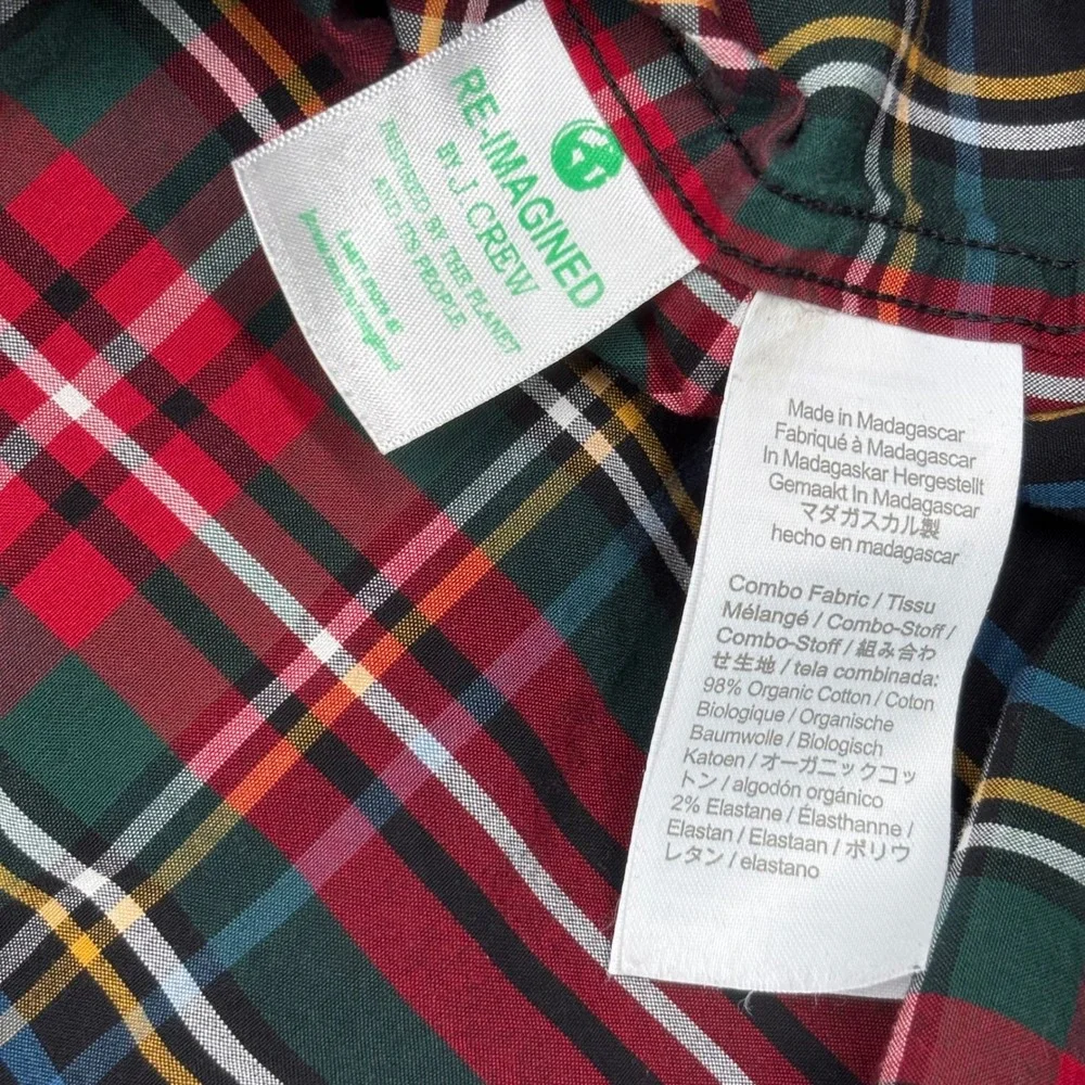 J. Crew Mens XLT Classic Fit Plaid Button Down Shirt Organic Cotton Christmas EC